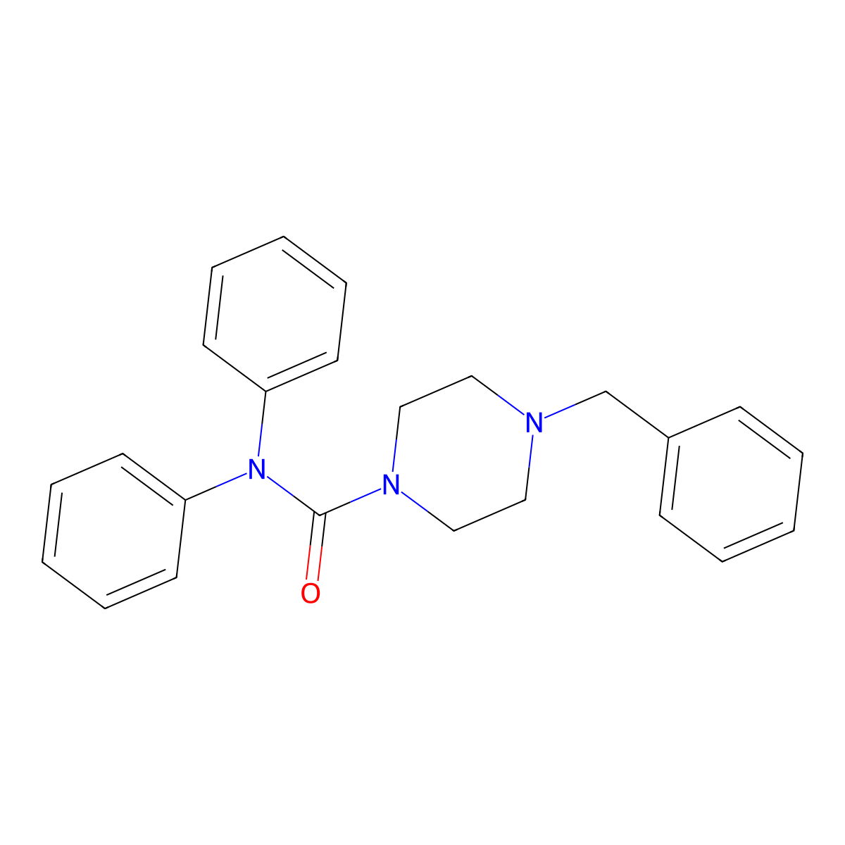 4-benzyl-N,N-diphenylpiperazine-1-carboxamide molecular structure, CAS 125525-87-3