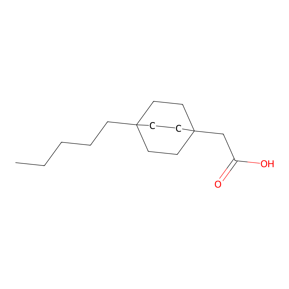 (4-Pentylbicyclo[2.2.2]oct-1-yl)acetic acid molecular structure, CAS 125533-08-6