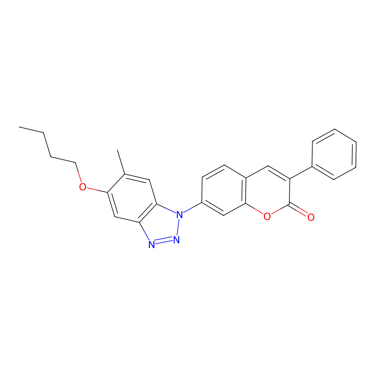 7-(5-Butoxy-6-methyl-2H-benzotriazol-2-yl)-3-phenyl-2-benzopyrone molecular structure, CAS 125534-16-9