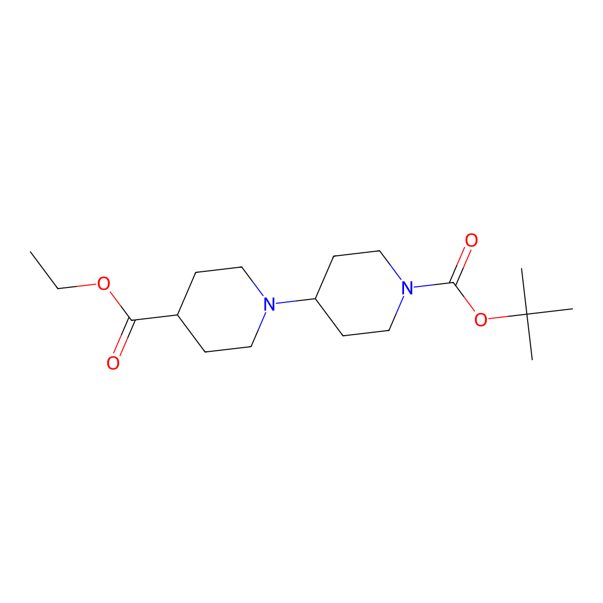 4-[4-(Ethoxycarbonyl)piperidino]piperidine-1-carboxylic acid tert-butyl ester molecular structure, CAS 125541-19-7