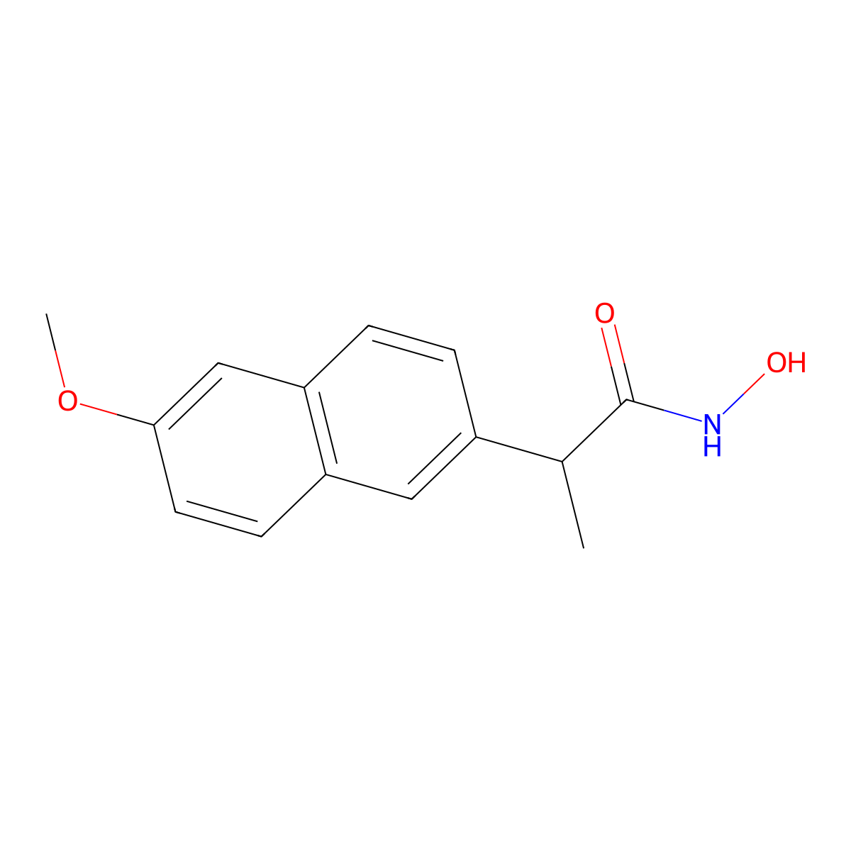 N-hydroxy-2-(6-methoxynaphthalen-2-yl)propanamide molecular structure, CAS 125542-35-0