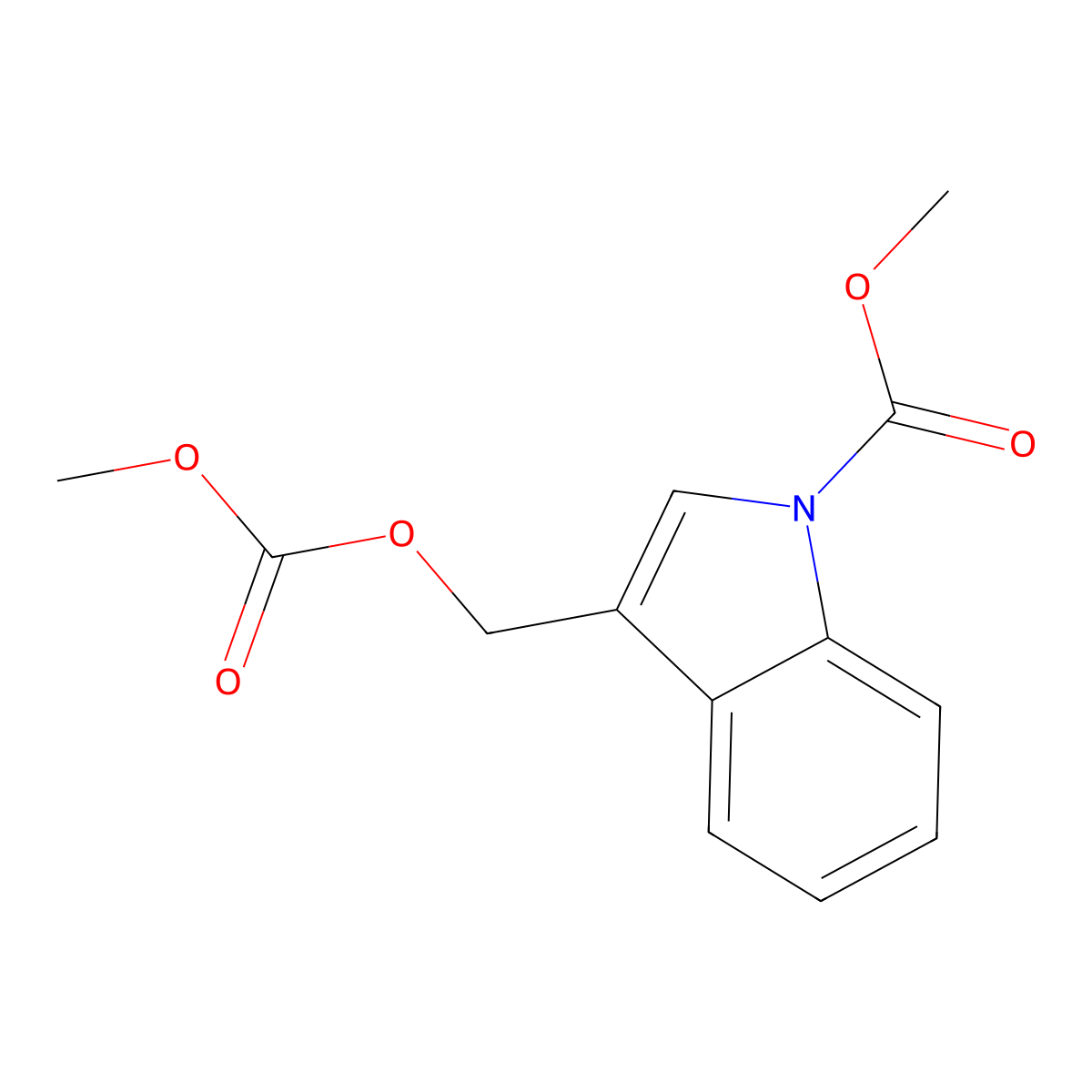 Methyl 3-(((methoxycarbonyl)oxy)methyl)-1H-indole-1-carboxylate molecular structure, CAS 1255502-46-5