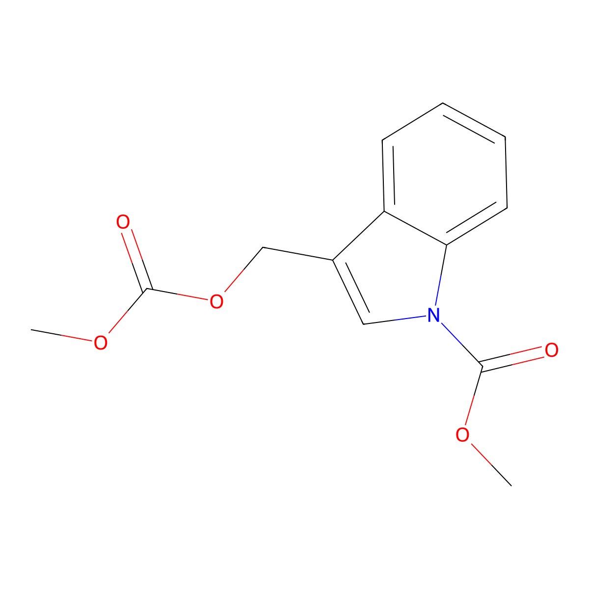 Methyl 3-(((methoxycarbonyl)oxy)methyl)-1H-indole-1-carboxylate molecular structure, CAS 1255502-46-5