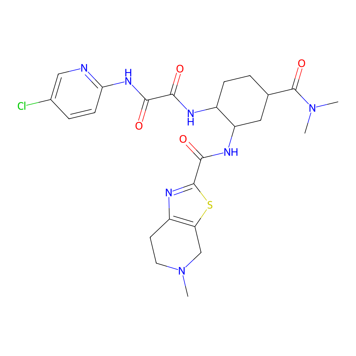 N1-(5-Chloropyridin-2-yl)-N2-((1R,2S,4R)-4-(dimethylcarbamoyl)-2-(5-methyl-4,5,6,7-tetrahydrothiazolo[5,4-c]pyridine-2-carboxamido)cyclohexyl)oxalamide molecular structure, CAS 1255529-23-7