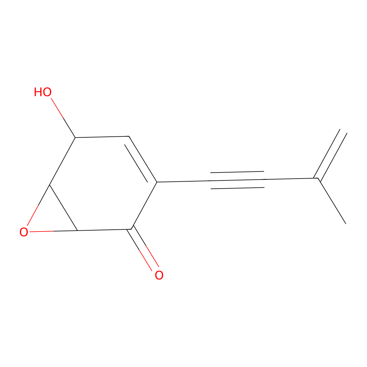 (1S,2R,6S)-2-Hydroxy-4-(3-methylbut-3-en-1-ynyl)-7-oxabicyclo(4.1.0)hept-3-en-5-one molecular structure, CAS 125555-67-1
