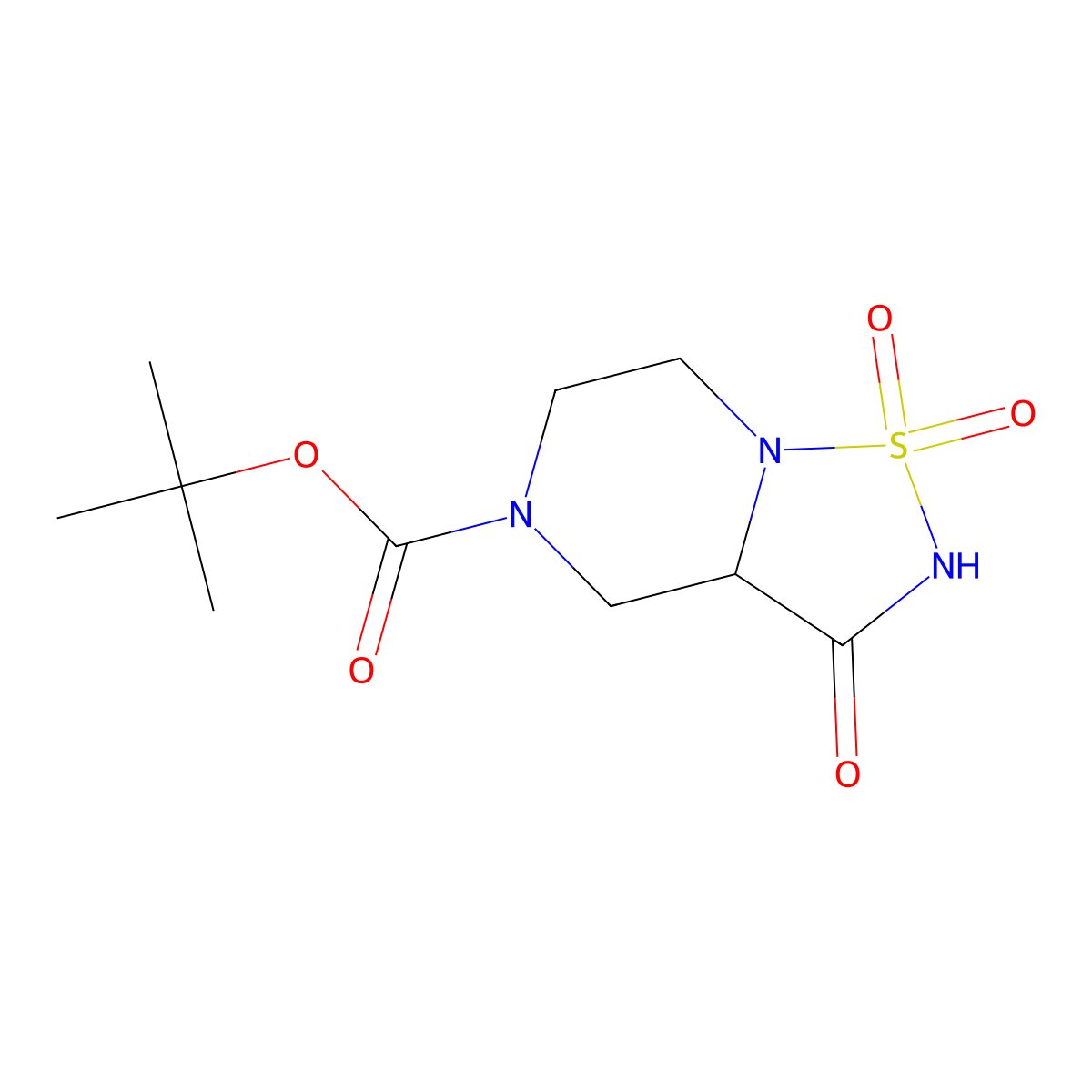 tert-Butyl 3-oxotetrahydro-2H-[1,2,5]thiadiazolo[2,3-a]pyrazine-5(3H)-carboxylate 1,1-dioxide molecular structure, CAS 1255574-37-8