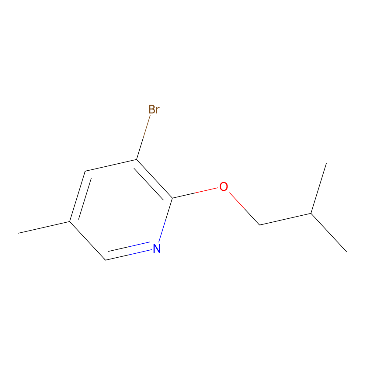 3-Bromo-2-isobutoxy-5-methylpyridine molecular structure, CAS 1255574-44-7