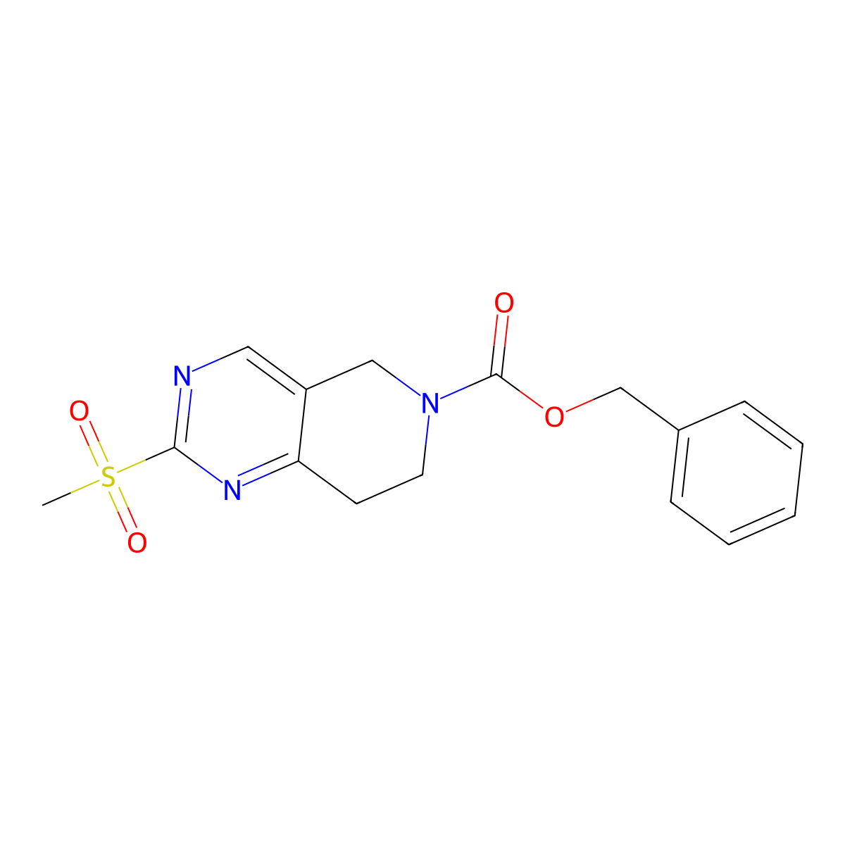 Benzyl 2-(methylsulfonyl)-7,8-dihydropyrido[4,3-d]pyrimidine-6(5H)-carboxylate molecular structure, CAS 1255574-50-5