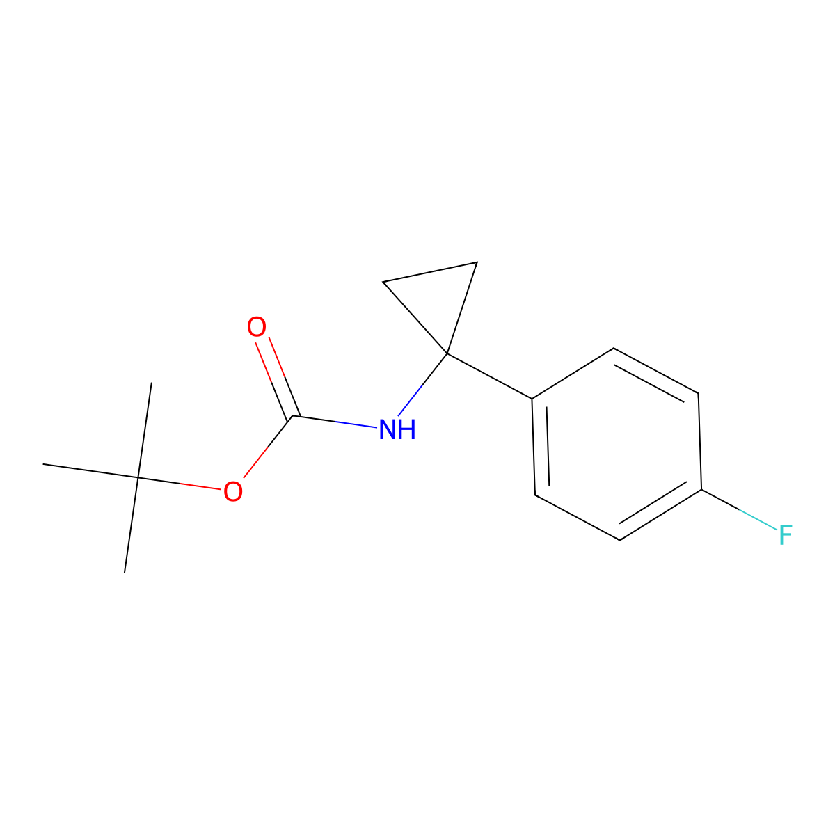 Tert-butyl 1-(4-fluorophenyl)cyclopropylcarbamate molecular structure, CAS 1255574-58-3