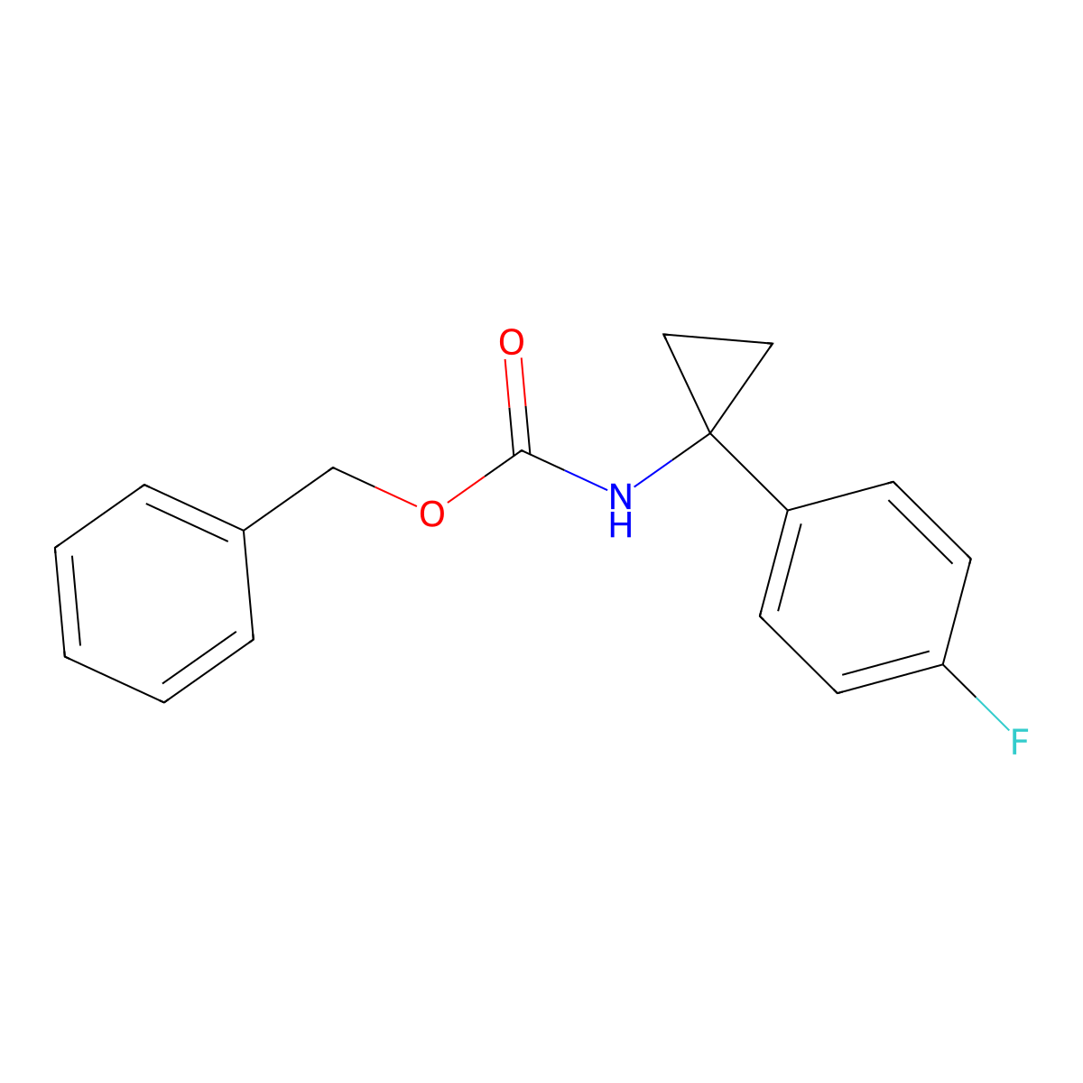 Benzyl (1-(4-fluorophenyl)cyclopropyl)carbamate molecular structure, CAS 1255574-62-9