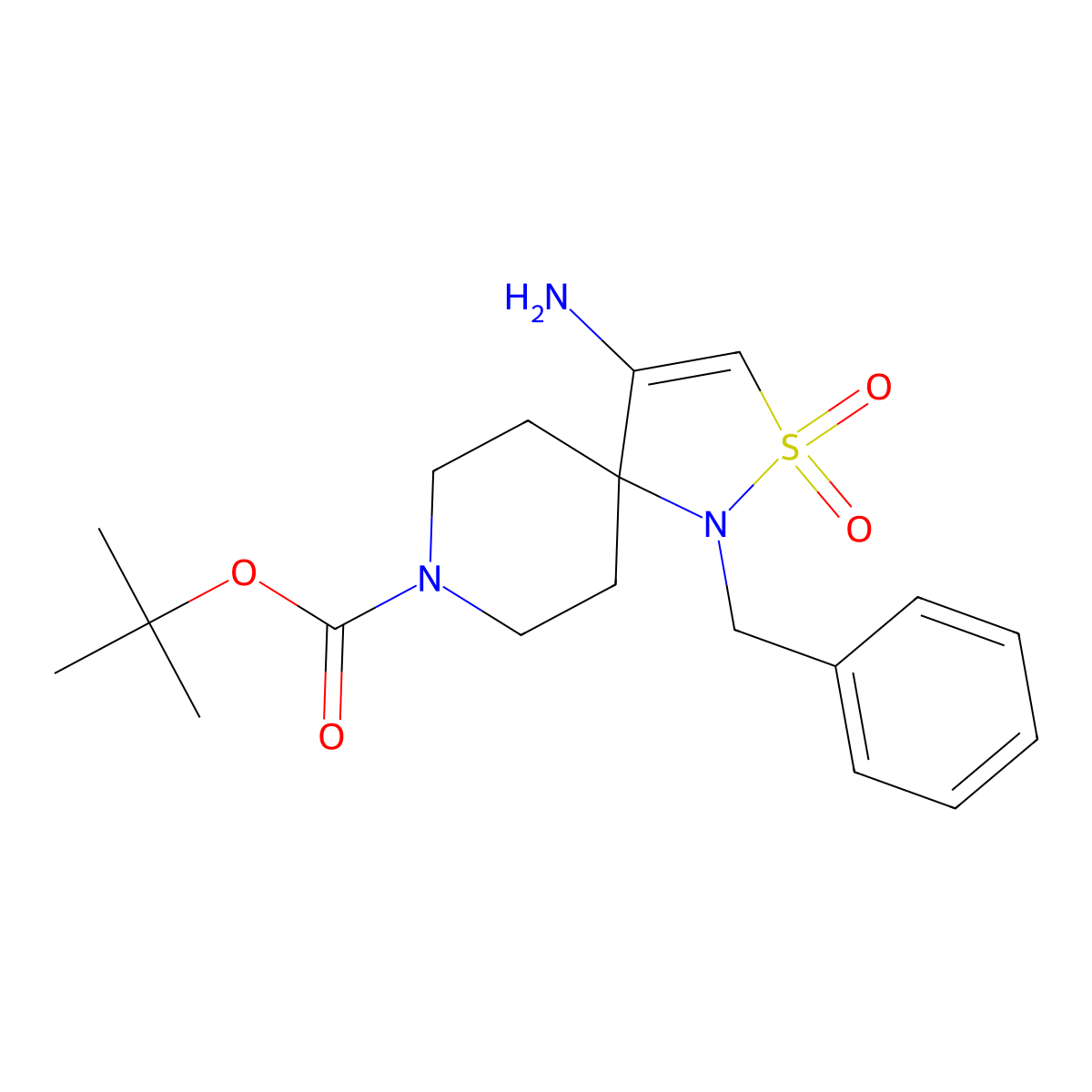 tert-Butyl 4-amino-1-benzyl-2,2--dioxothia-1,8-diazaspiro[4.5]dec-3-ene-8-carboxylate molecular structure, CAS 1255574-63-0