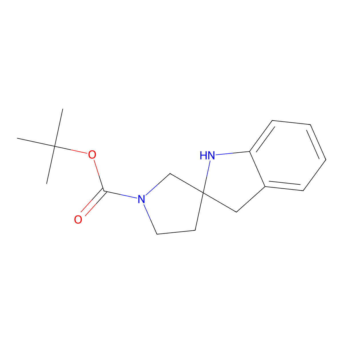 tert-Butyl spiro[indoline-2,3'-pyrrolidine]-1'-carboxylate molecular structure, CAS 1255574-67-4