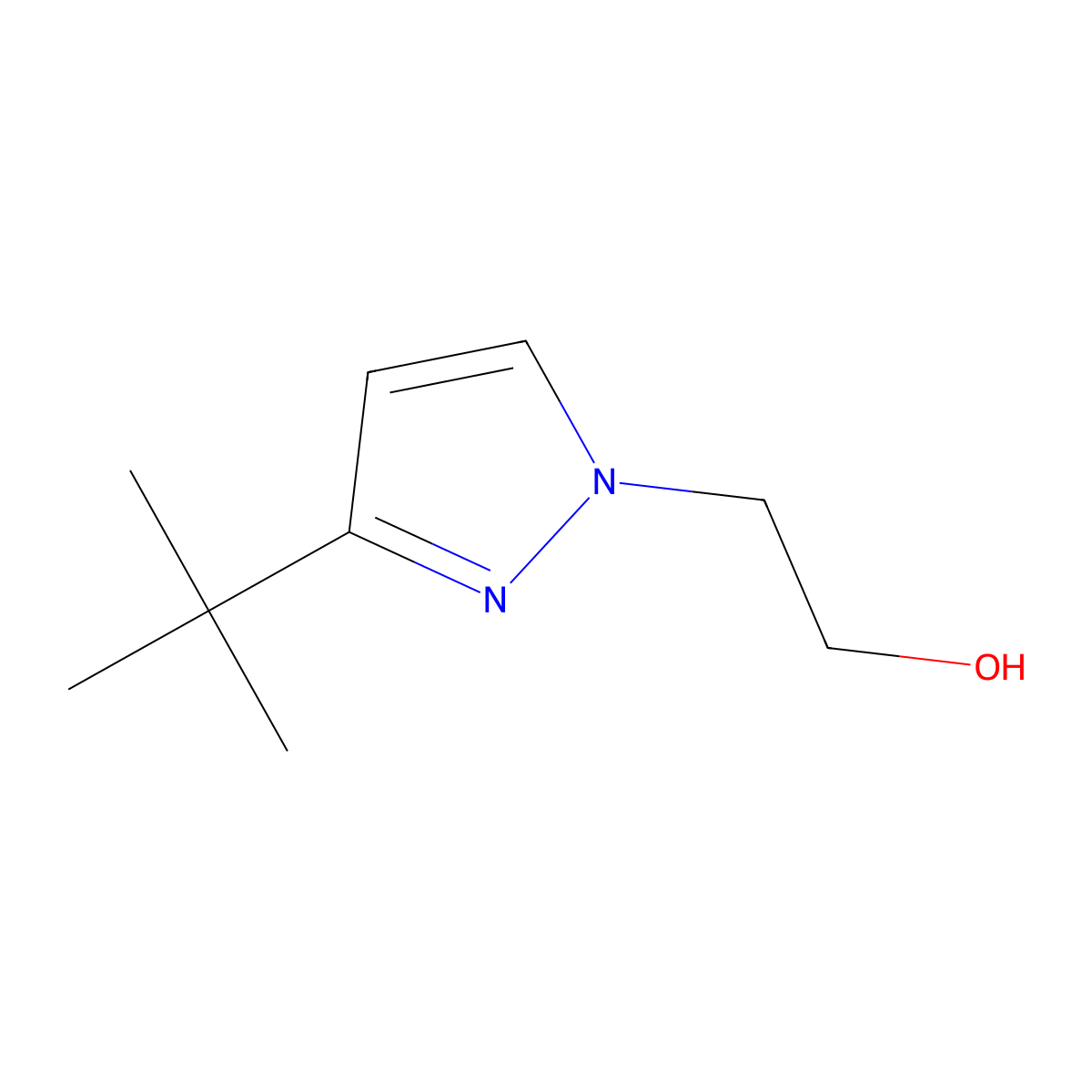 3-T-Butyl-1-(2-hydroxyethyl)pyrazole molecular structure, CAS 1255574-70-9