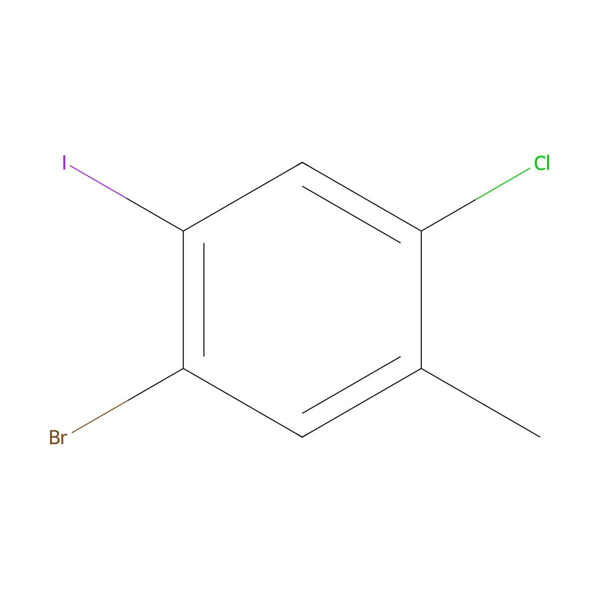 1-Bromo-4-chloro-2-iodo-5-methylbenzene molecular structure, CAS 1255574-71-0
