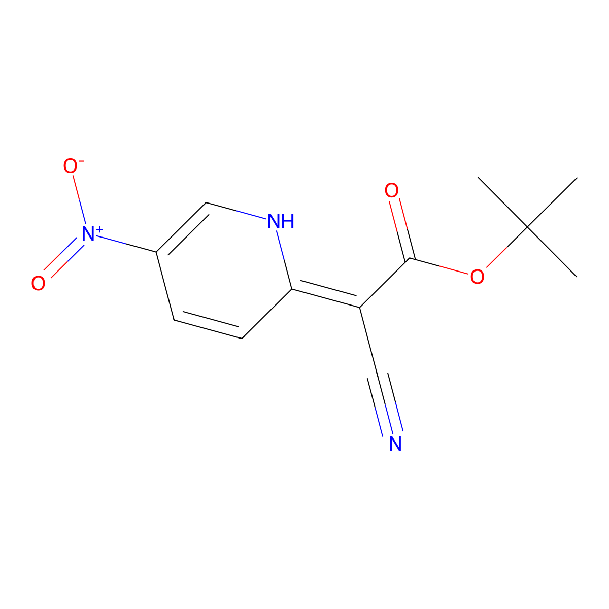 T-Butyl 2-cyano-2-(5-nitropyridin-2(1H)-ylidene)acetate molecular structure, CAS 1255574-90-3