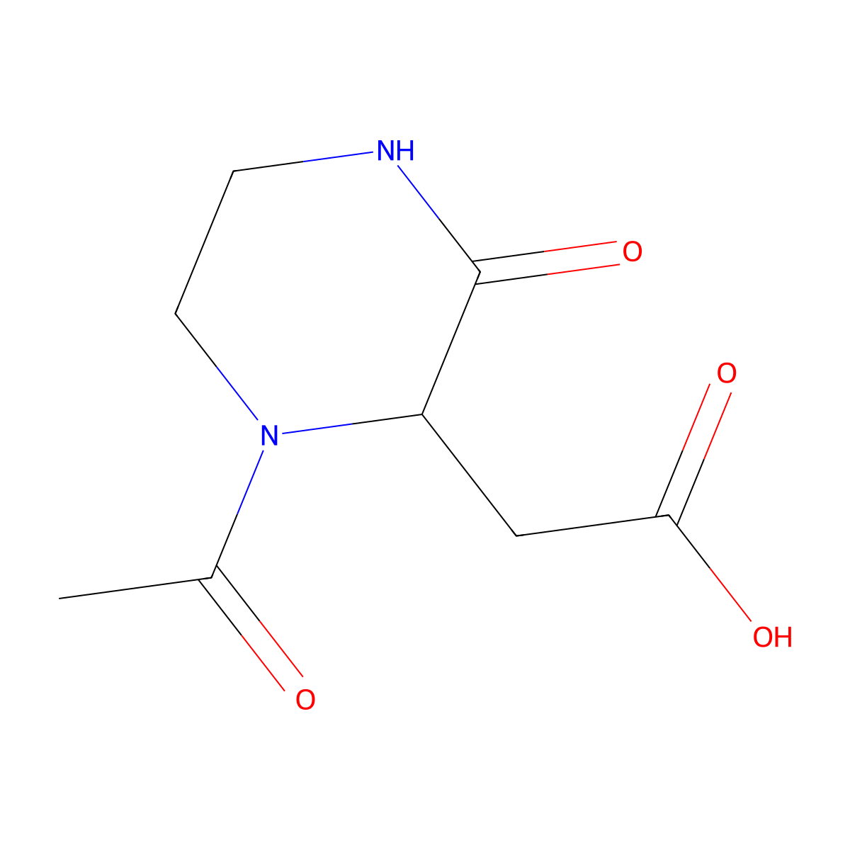 2-(1-Acetyl-3-oxopiperazin-2-yl)acetic acid molecular structure, CAS 1255611-34-7