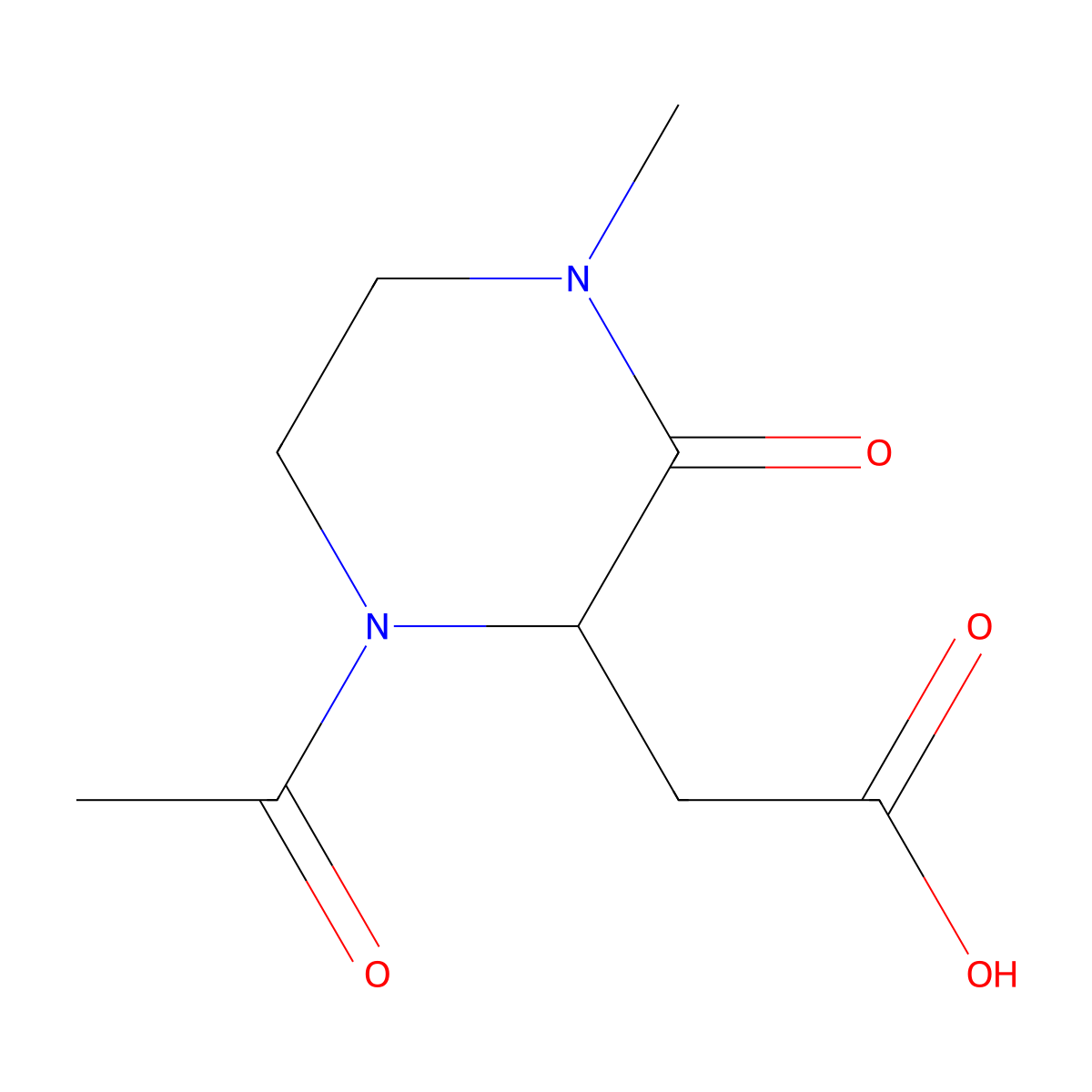 2-(1-Acetyl-4-methyl-3-oxopiperazin-2-yl)acetic acid molecular structure, CAS 1255612-15-7