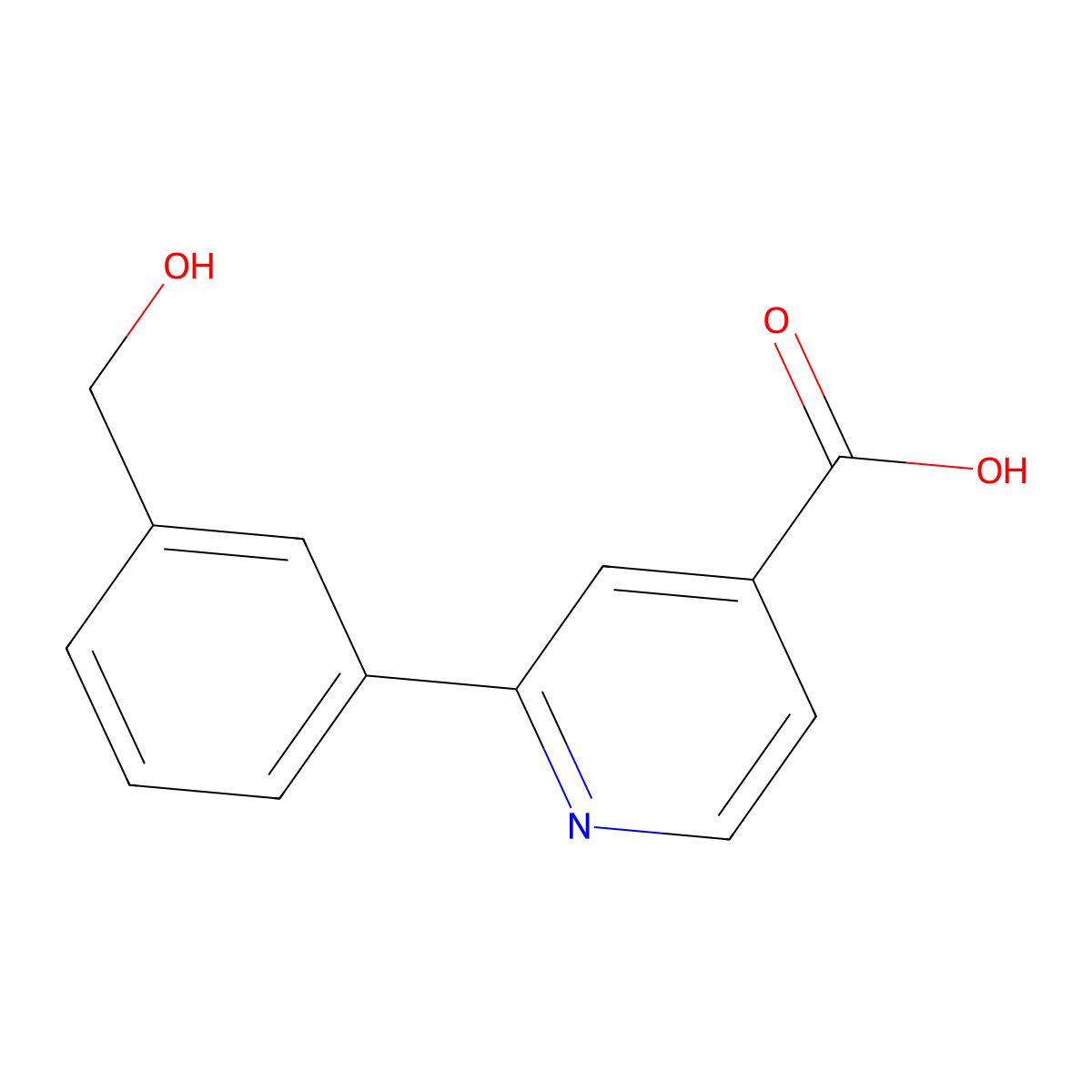 2-[3-(Hydroxymethyl)phenyl]pyridine-4-carboxylic acid molecular structure, CAS 1255636-20-4