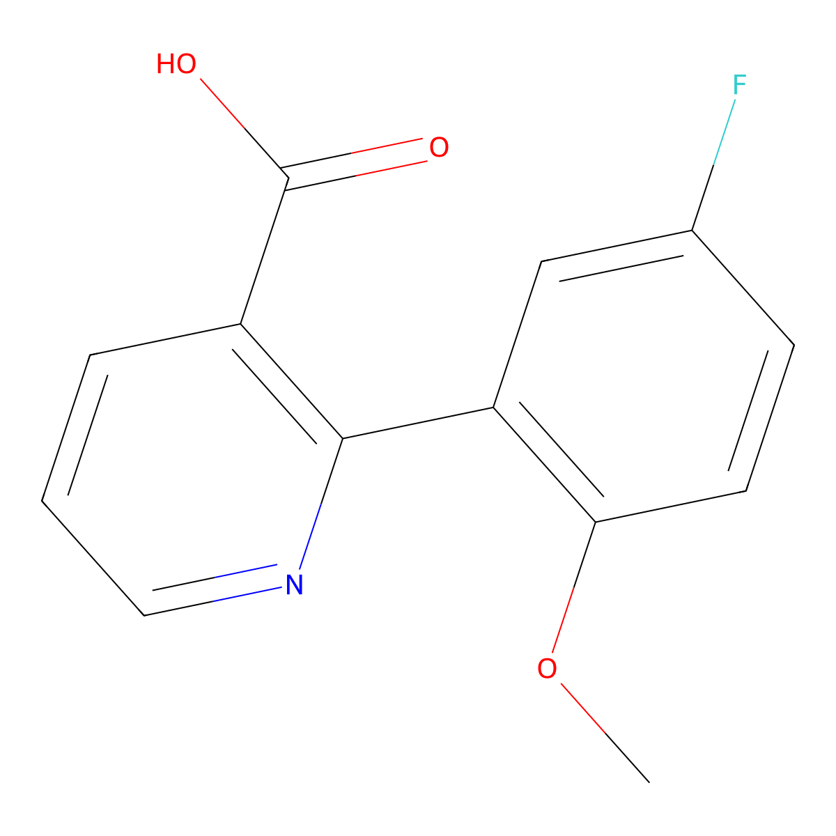 2-(5-Fluoro-2-methoxyphenyl)pyridine-3-carboxylic acid molecular structure, CAS 1255636-28-2