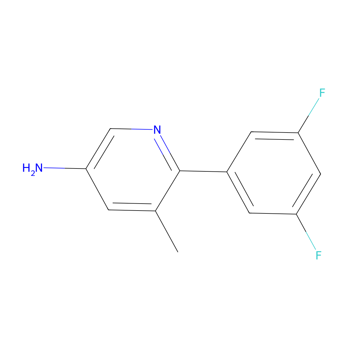 6-(3,5-Difluorophenyl)-5-methylpyridin-3-amine molecular structure, CAS 1255636-33-9