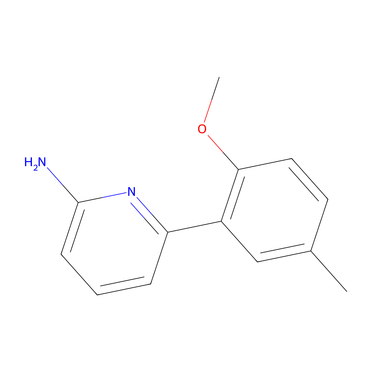 6-(2-Methoxy-5-methylphenyl)-2-pyridinamine molecular structure, CAS 1255636-63-5