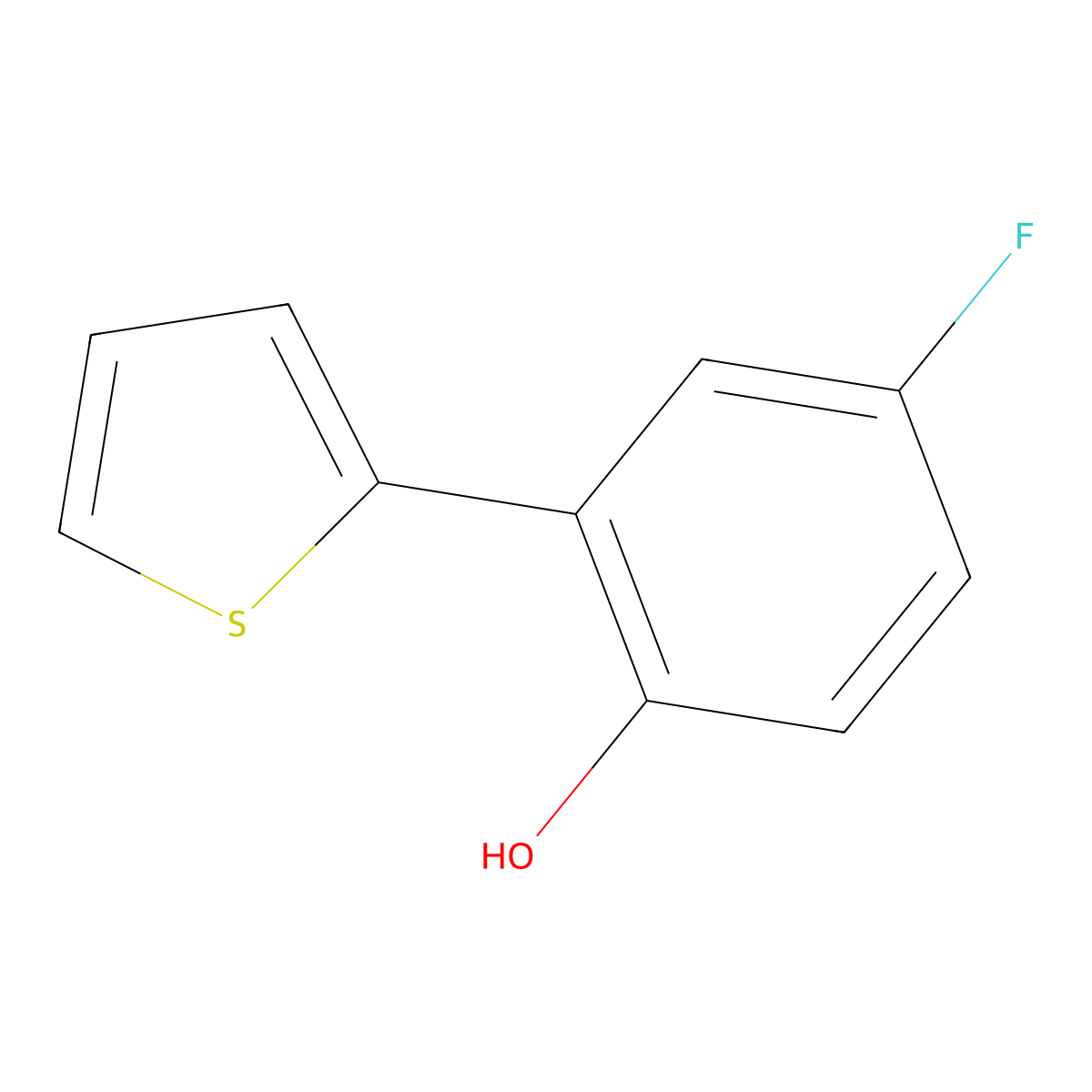 4-Fluoro-2-(2-thienyl)phenol molecular structure, CAS 1255636-74-8