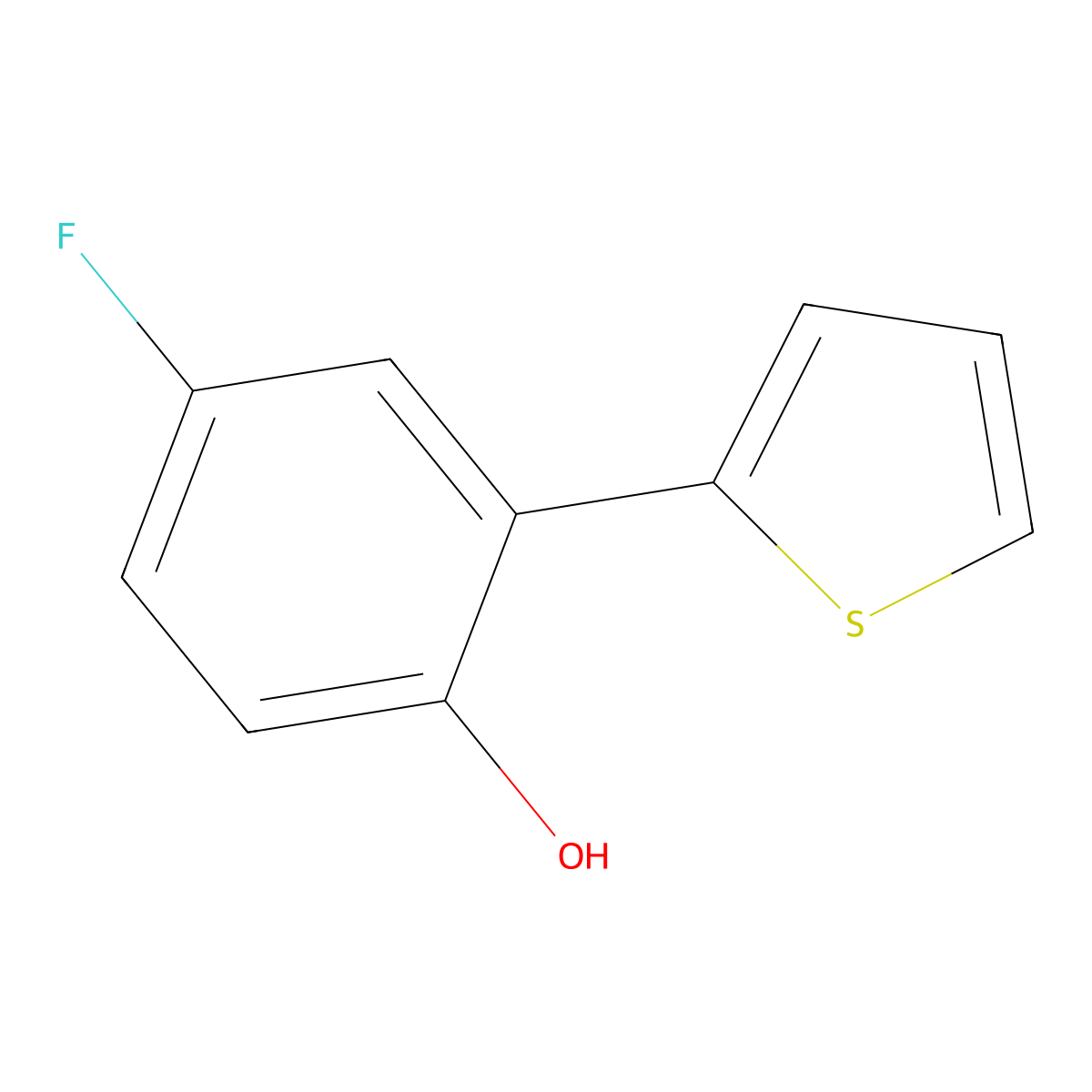 4-Fluoro-2-(2-thienyl)phenol molecular structure, CAS 1255636-74-8