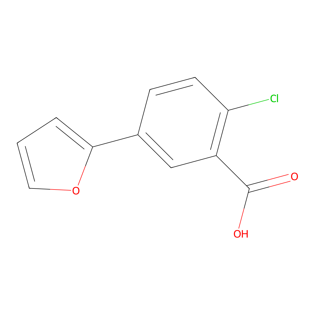 2-Chloro-5-(furan-2-YL)benzoic acid molecular structure, CAS 1255636-77-1