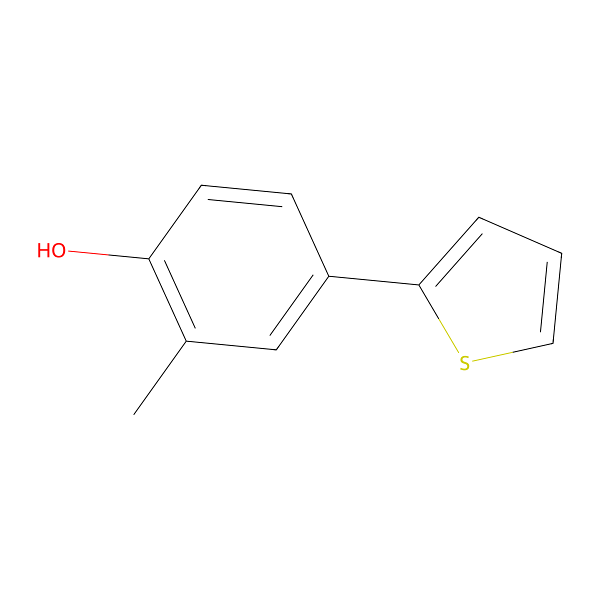 2-Methyl-4-(thiophen-2-yl)phenol molecular structure, CAS 1255637-37-6