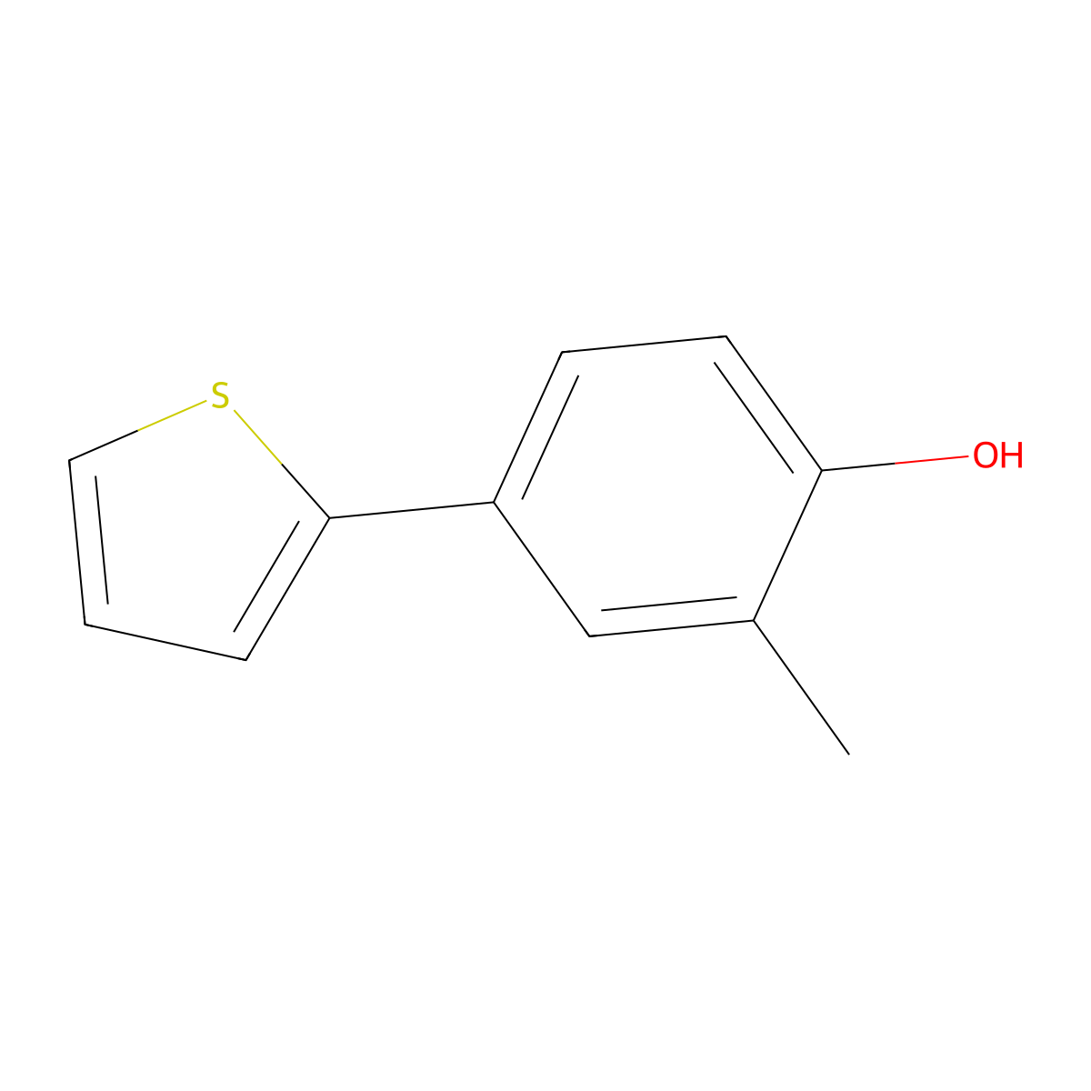 2-Methyl-4-(thiophen-2-yl)phenol molecular structure, CAS 1255637-37-6