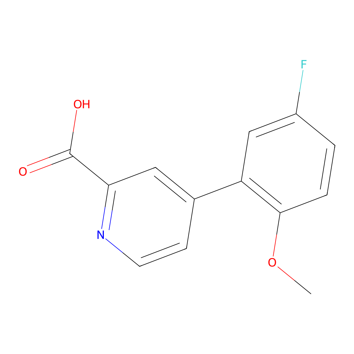 4-(5-Fluoro-2-methoxyphenyl)picolinic acid molecular structure, CAS 1255637-60-5