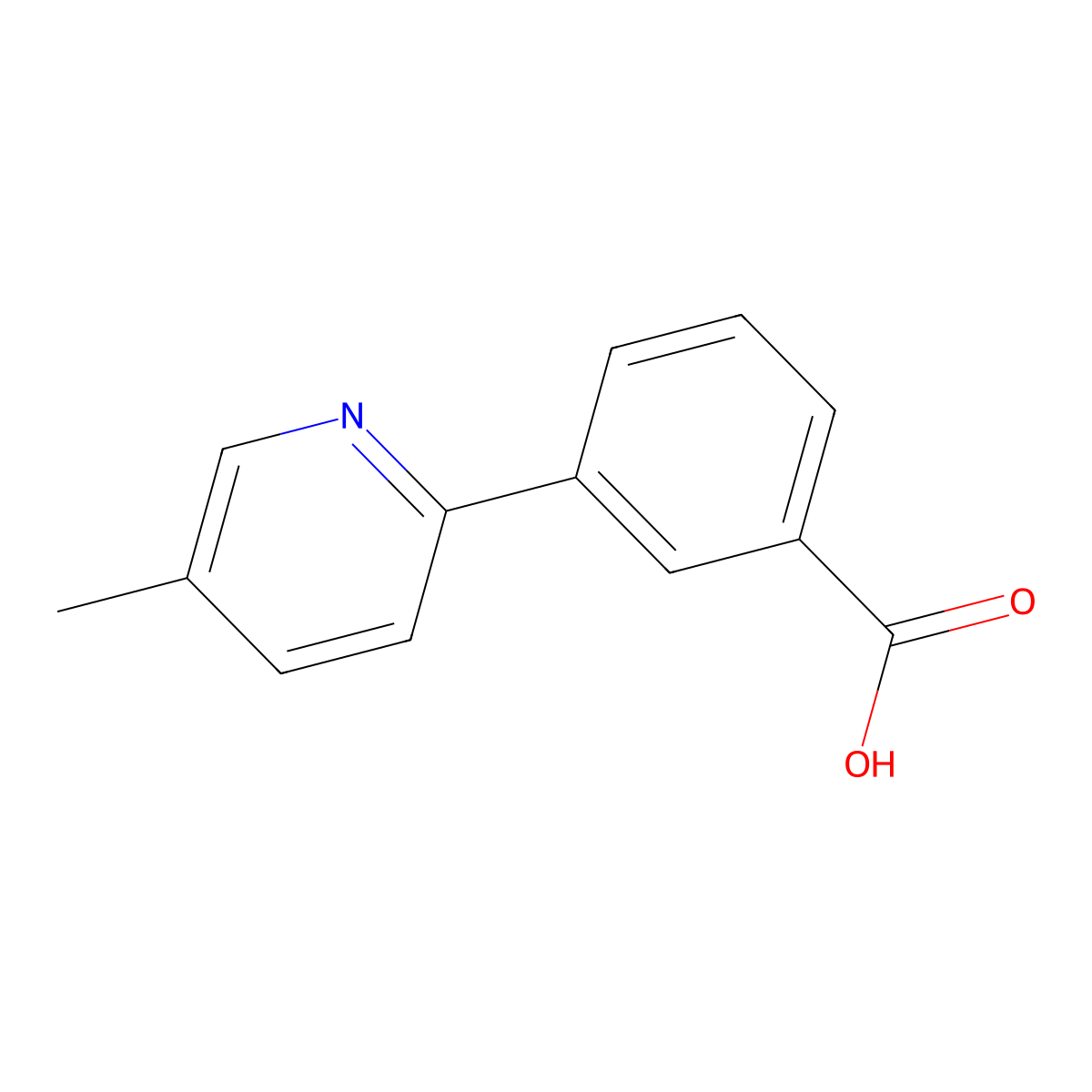 5-(5-Methylpyridin-2-yl)benzoic acid molecular structure, CAS 1255637-66-1