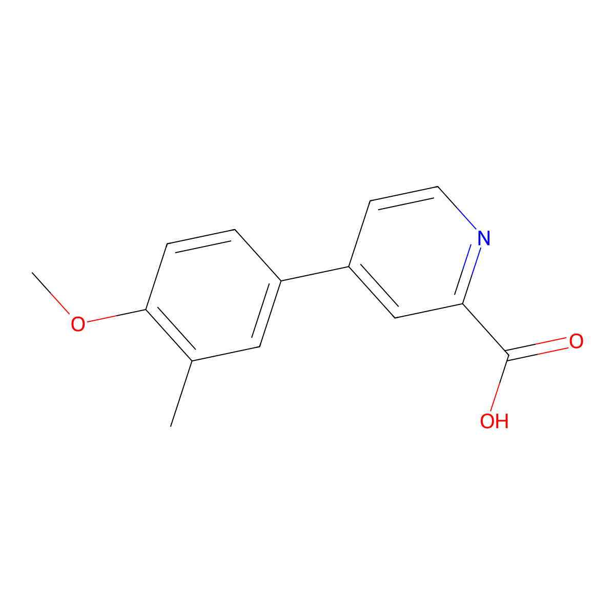 4-(4-Methoxy-3-methylphenyl)picolinic acid molecular structure, CAS 1255637-96-7