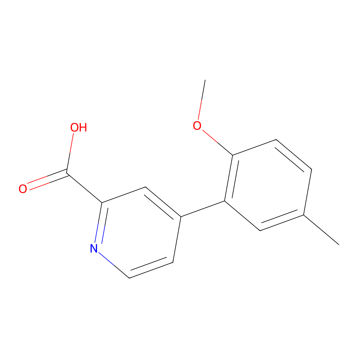 4-(2-Methoxy-5-methylphenyl)picolinic acid molecular structure, CAS 1255638-01-7