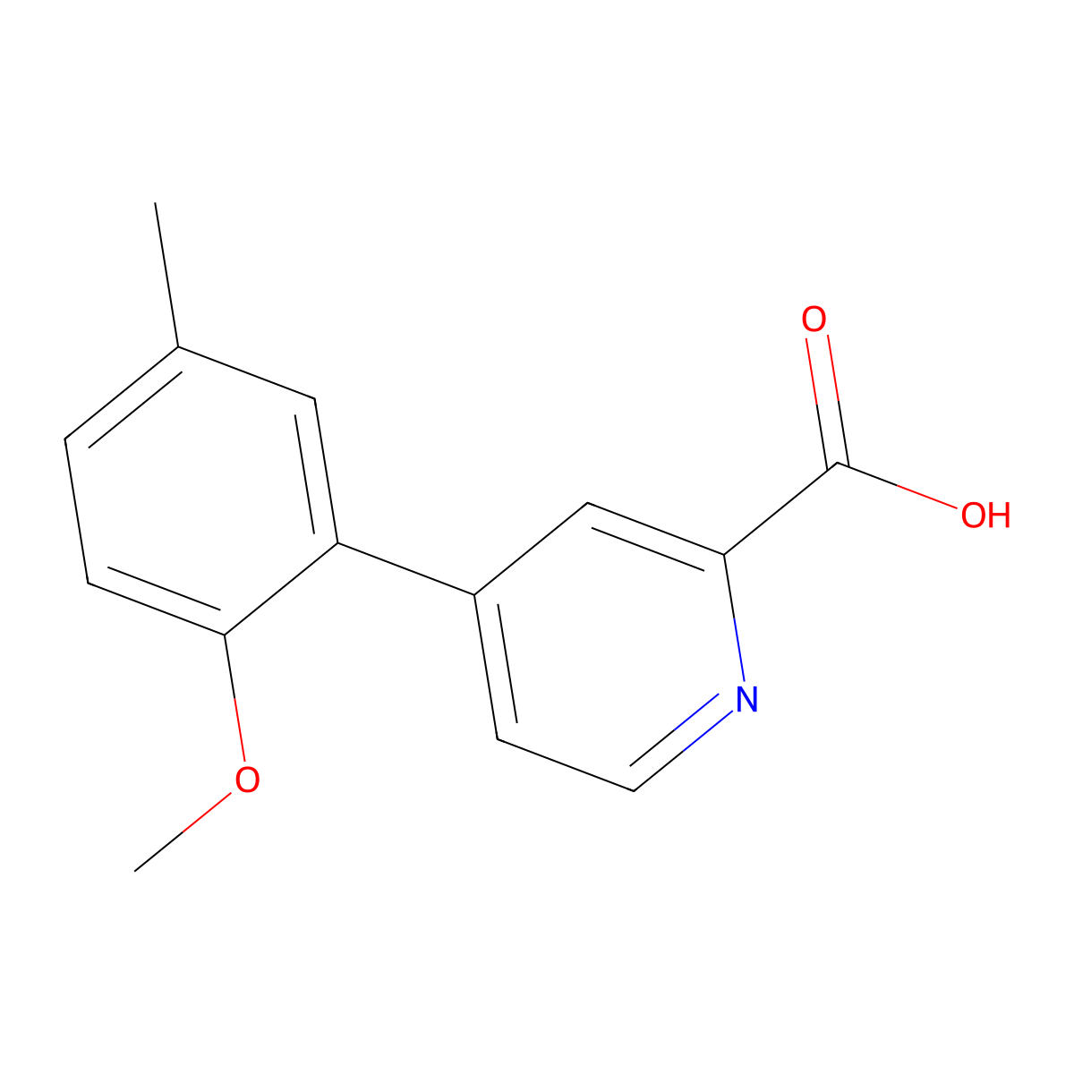 4-(2-Methoxy-5-methylphenyl)picolinic acid molecular structure, CAS 1255638-01-7