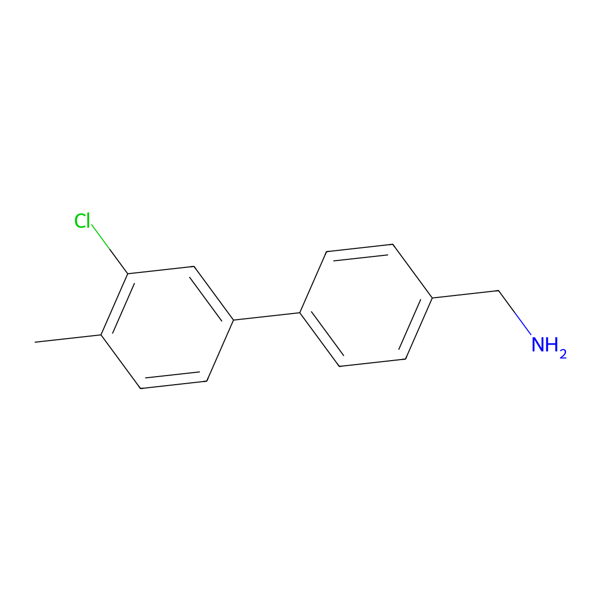 [4-(3-Chloro-4-methylphenyl)phenyl]methanamine molecular structure, CAS 1255638-02-8