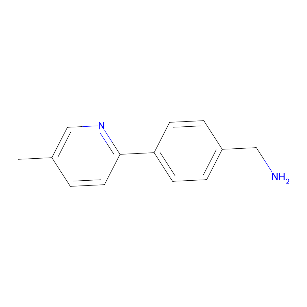 (4-(5-Methylpyridin-2-yl)phenyl)methanamine molecular structure, CAS 1255638-06-2