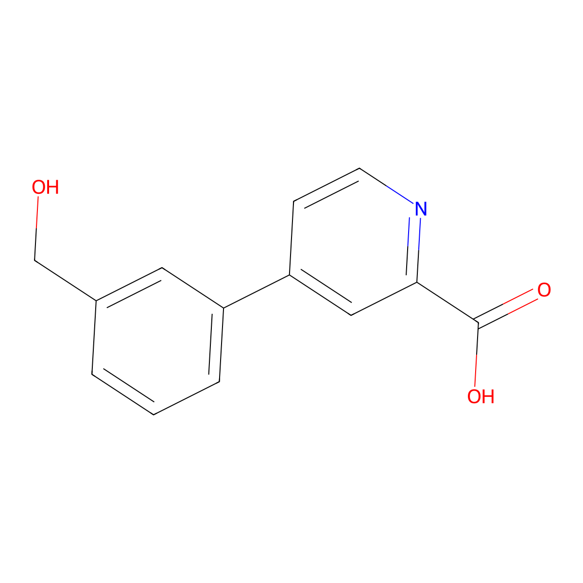 4-(3-(Hydroxymethyl)phenyl)picolinic acid molecular structure, CAS 1255638-69-7