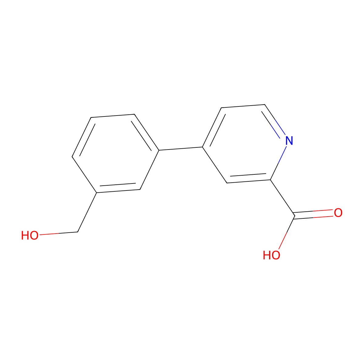 4-(3-(Hydroxymethyl)phenyl)picolinic acid molecular structure, CAS 1255638-69-7