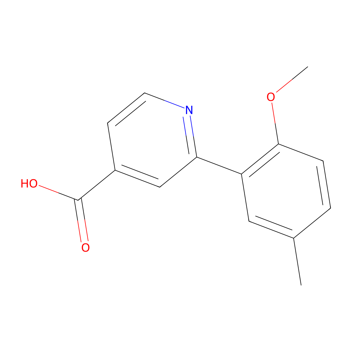2-(2-Methoxy-5-methylphenyl)isonicotinic acid molecular structure, CAS 1255638-78-8