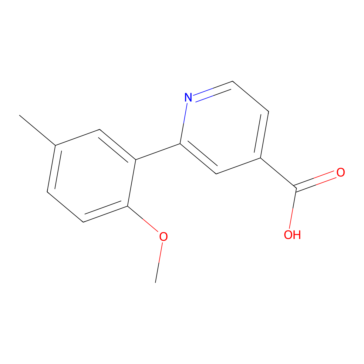 2-(2-Methoxy-5-methylphenyl)isonicotinic acid molecular structure, CAS 1255638-78-8