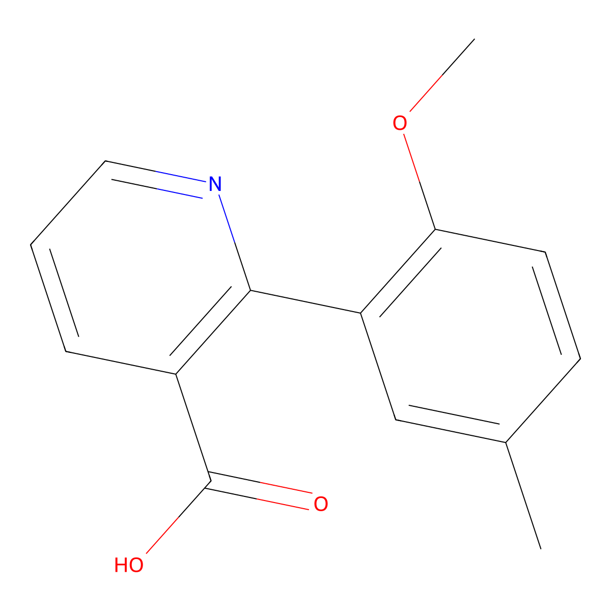 2-(2-Methoxy-5-methylphenyl)pyridine-3-carboxylic acid molecular structure, CAS 1255638-89-1