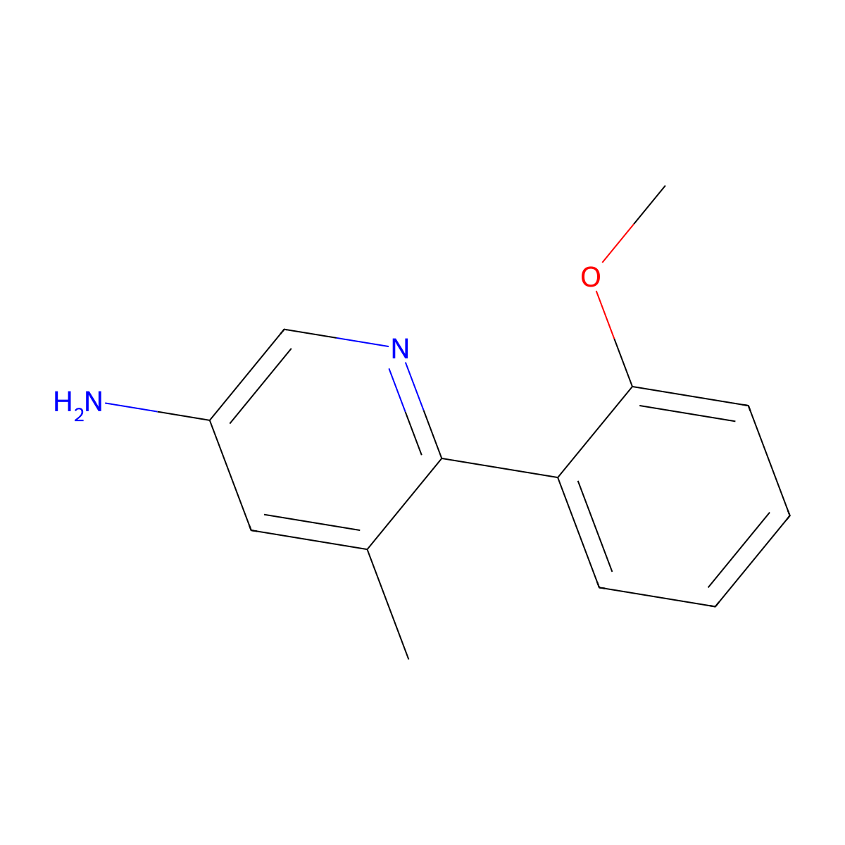 6-(2-Methoxyphenyl)-5-methylpyridin-3-amine molecular structure, CAS 1255639-15-6
