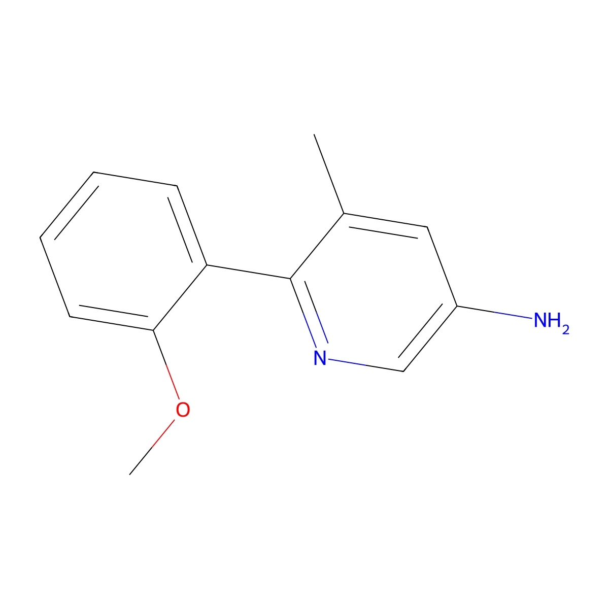 6-(2-Methoxyphenyl)-5-methylpyridin-3-amine molecular structure, CAS 1255639-15-6
