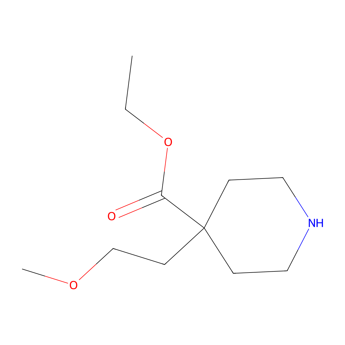4-(2-Methoxy-ethyl)-piperidine-4-carboxylic acid ethyl ester molecular structure, CAS 1255644-54-2