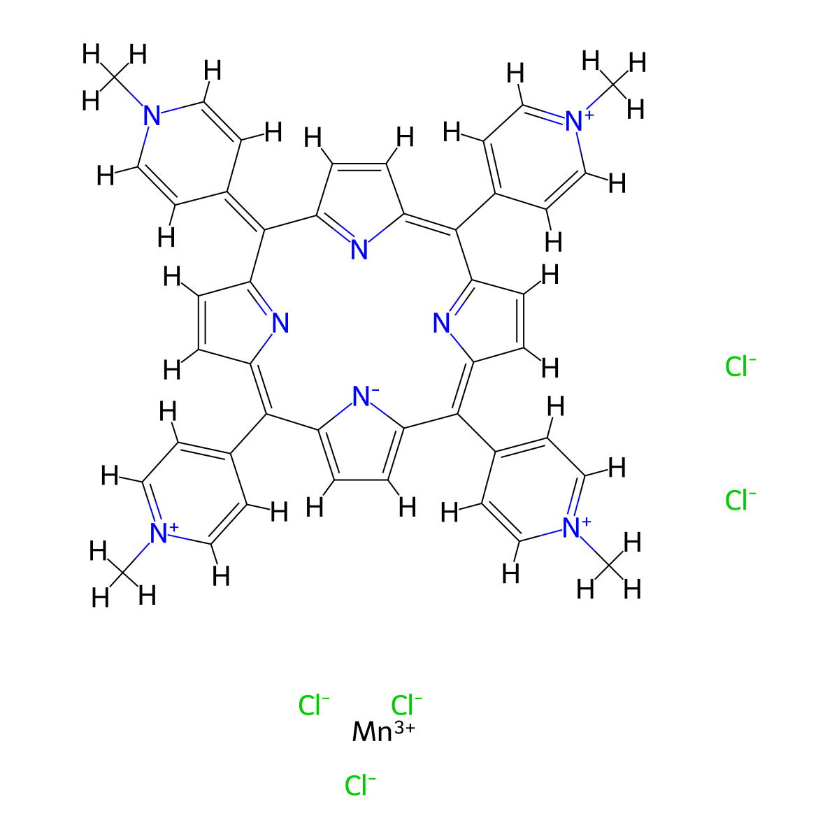 Manganese meso-tetra-(4-methyl-4-pyridinium)porphyrin molecular structure, CAS 125565-45-9