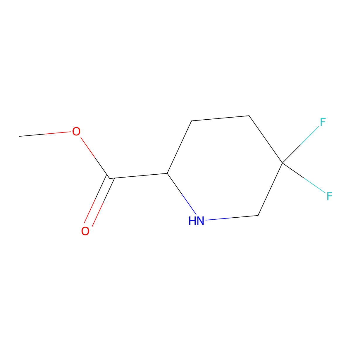 Methyl 5,5-difluoropiperidine-2-carboxylate molecular structure, CAS 1255663-85-4