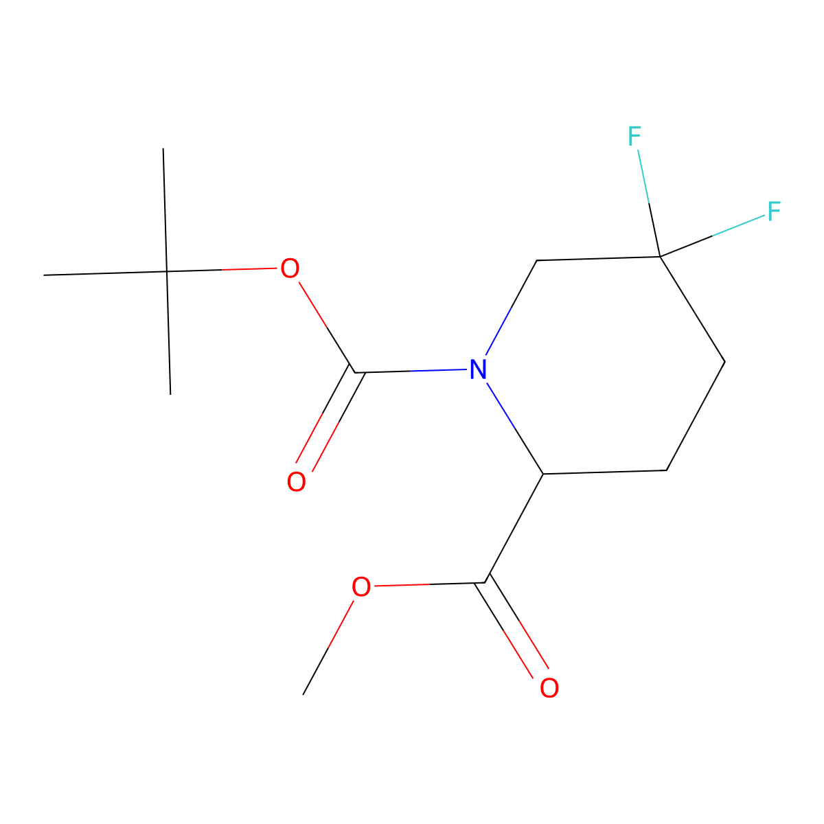 1-tert-butyl 2-Methyl 5,5-difluoropiperidine-1,2-dicarboxylate molecular structure, CAS 1255663-86-5