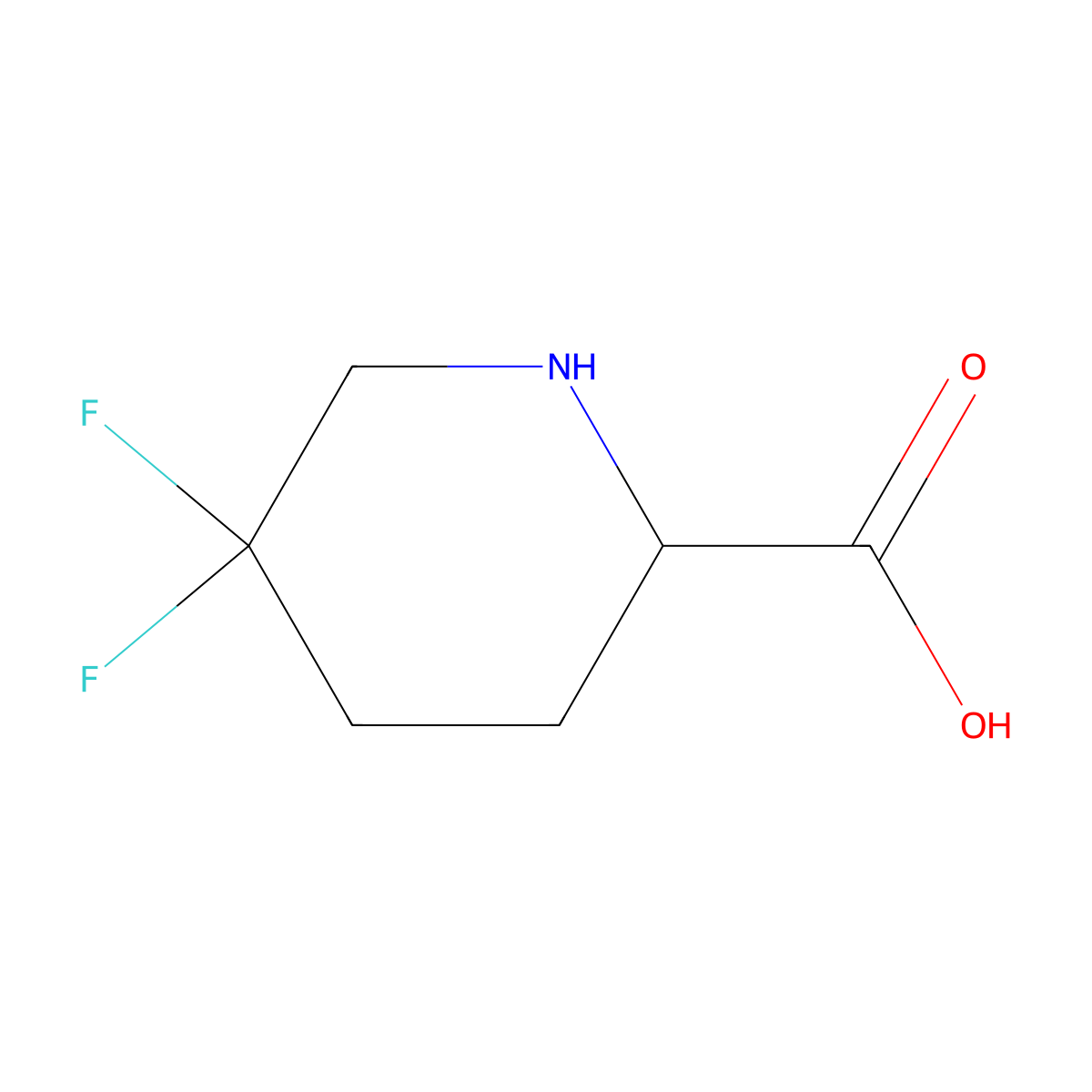 5,5-Difluoropiperidine-2-carboxylic acid molecular structure, CAS 1255663-89-8