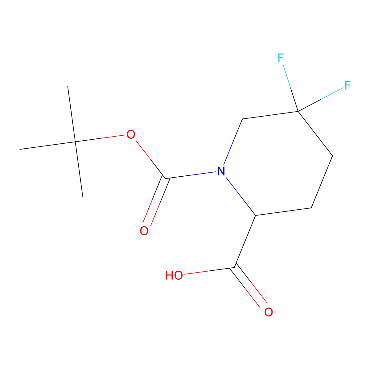 1,2-Piperidinedicarboxylic acid, 5,5-difluoro-, 1-(1,1-dimethylethyl) ester molecular structure, CAS 1255663-95-6